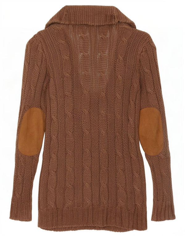 Ralph Lauren Dame Oversized Longline Cardigan Sweater UK 6 XS Brown Linen