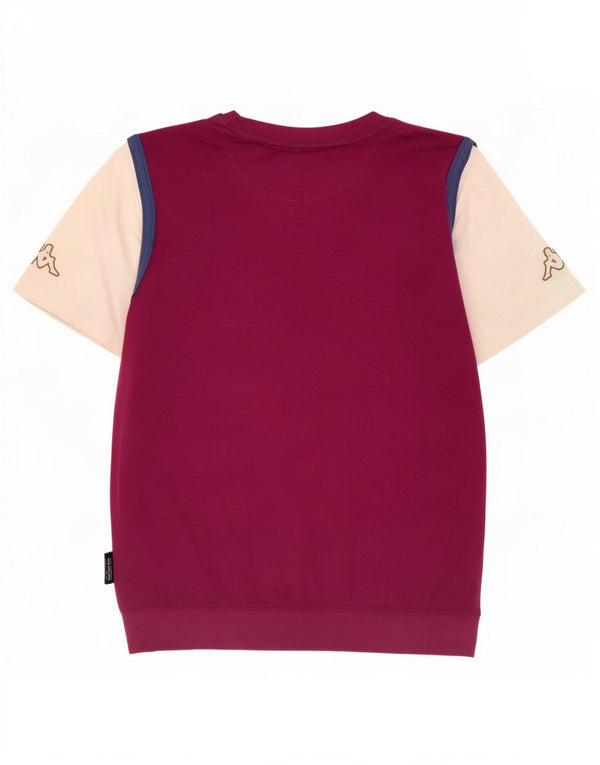 Kappa Herre Grafisk T-Shirt Top 2XL Bourgogne Colourblock Bomuld