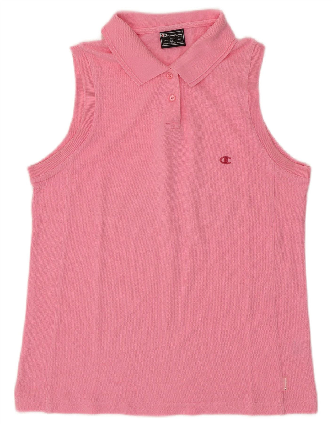 CHAMPION Dame ærmeløs polo shirt UK 14 Large Pink Bomuld
