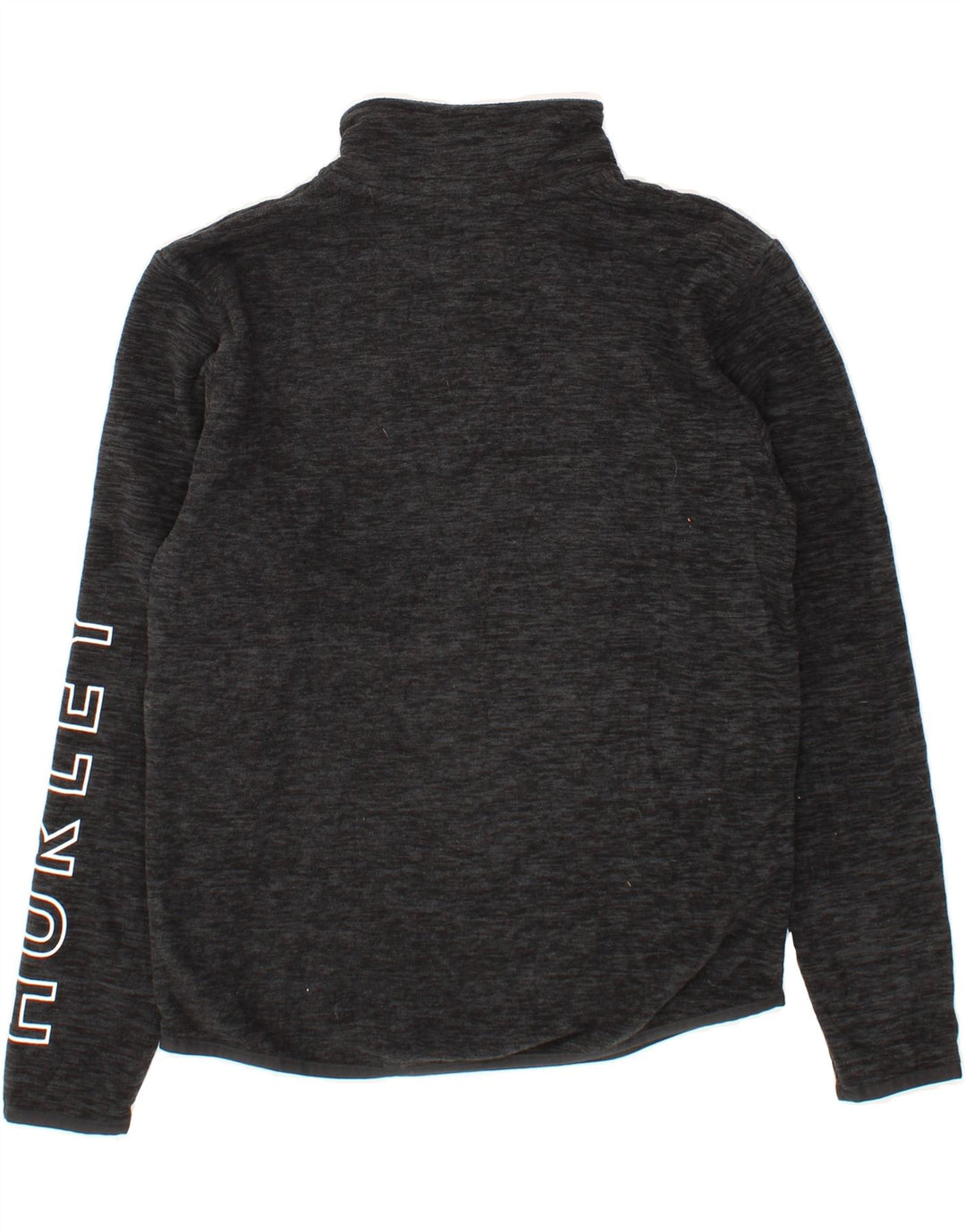 HURLEY Womens Graphic Zip Neck Fleece Jumper UK 14 Large Grey Polyester Vintage Hurley and Second-Hand Hurley from Messina Hembry 