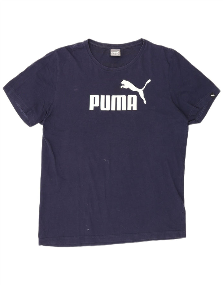 Puma Herre grafisk T-shirt Top Medium Marineblå Bomuld