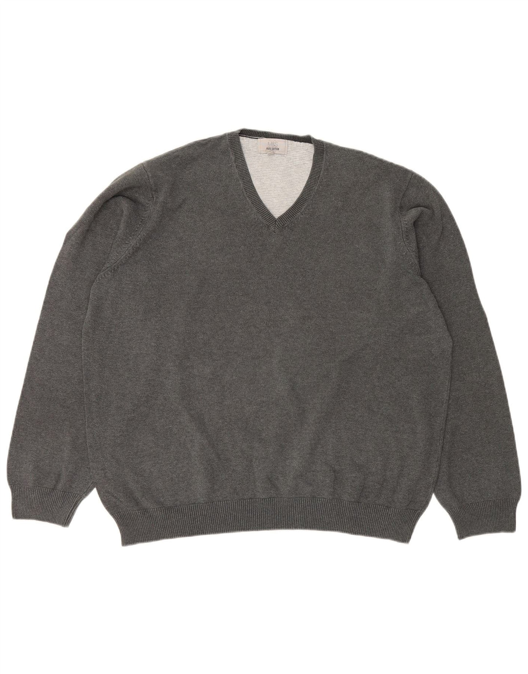 Marks & Spencer Herre V-hals sweater 2XL Grå Bomuld