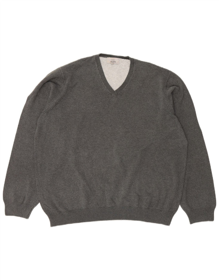 Marks & Spencer Herre V-hals sweater 2XL Grå Bomuld