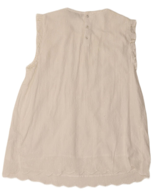 Crew Clothing Dame ærmeløs bluse Top UK 12 Medium White Bomuld