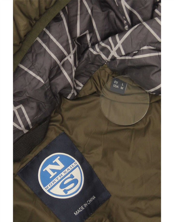 North Sails Herre hættepolstret jakke UK 40 Stor Khaki Polyamid