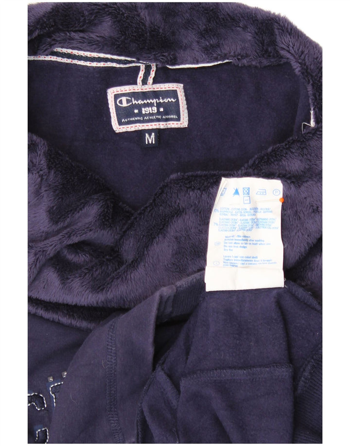 CHAMPION Womens Graphic Sweatshirt Jumper UK 14 Medium Navy Blue Cotton