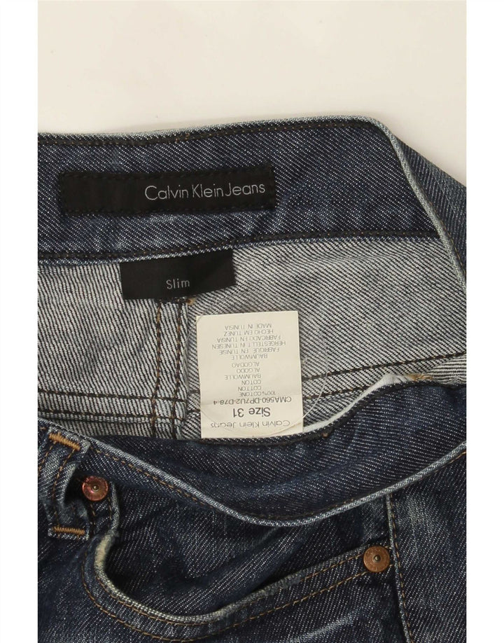 Calvin Klein Herre Distressed Slim Jeans W31 L33 Blå Bomuld