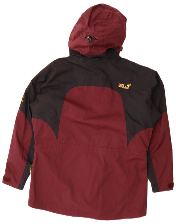 Jack Wolfskin Dame Regnjakke med hætte UK 10 Small Burgundy Colourblock