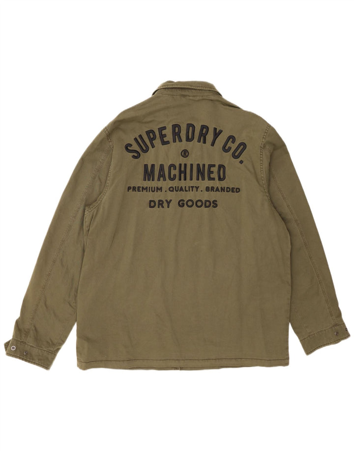 Superdry Herre Grafisk Utility Jacket UK 44 2XL Khaki Bomuld