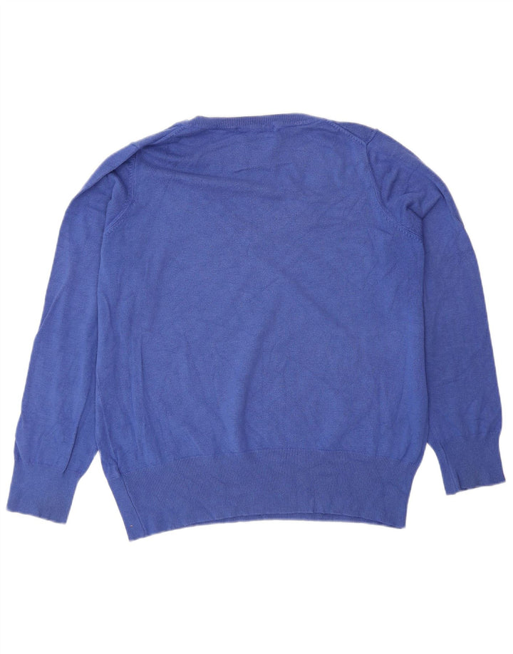 Marks & Spencer Dame V-hals sweater UK 16 Stor blå polyamid