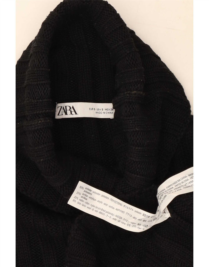 Zara Dame Vest Tank Top UK 10 Small Black Polyester