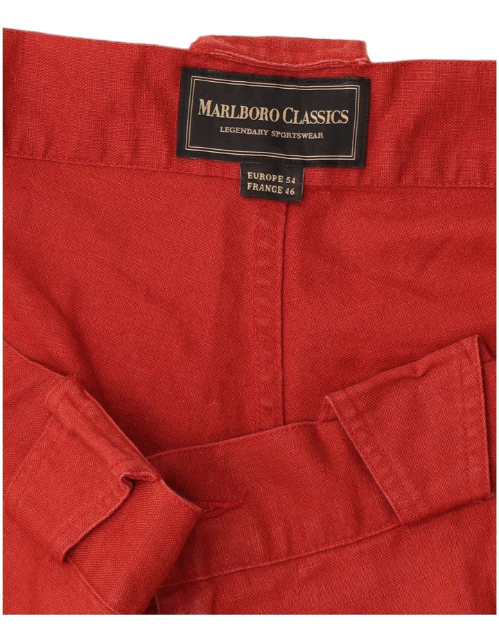 Marlboro Classics Herre Cargo Shorts EU 54 2XL W34 Rød Linned