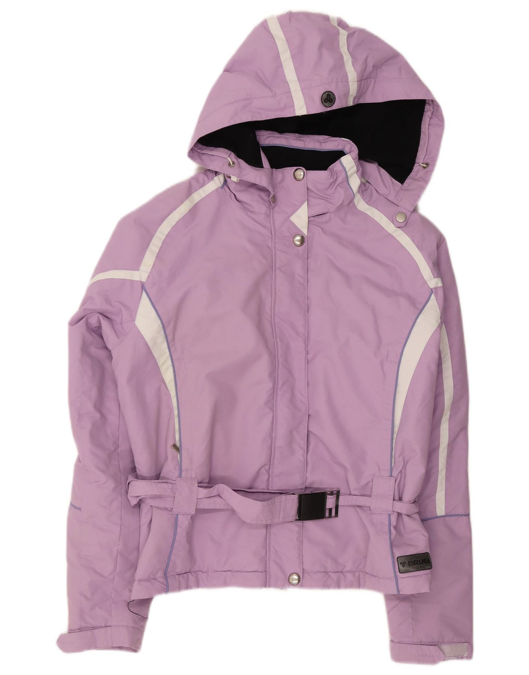 Brugi Dame Hætte Skijakke UK 16 Stor Lilla Colourblock Polyester
