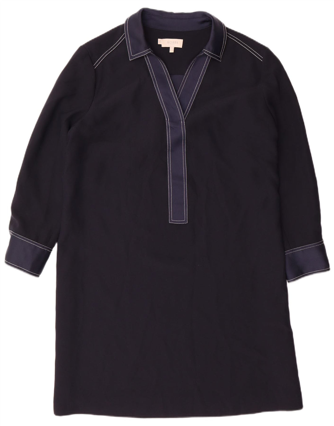 HOBBS Dame Oversized Langærmet Shift Dress UK 14 Large Navy Blue