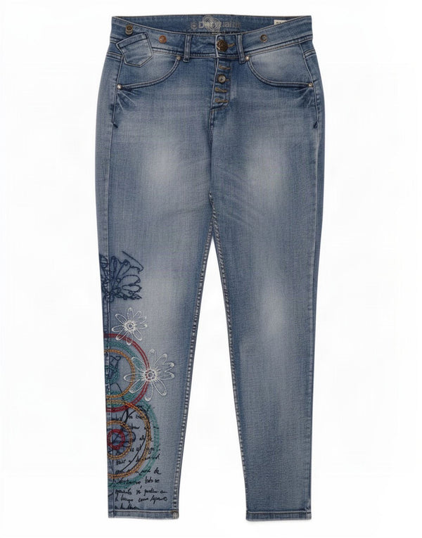 Desigual Graphic Straight Jeans til kvinder W26 L30 Blå