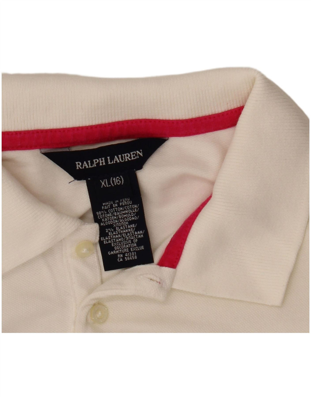 Ralph Lauren Pige Langærmet Polo Shirt 13-14 år XL Hvid Bomuld