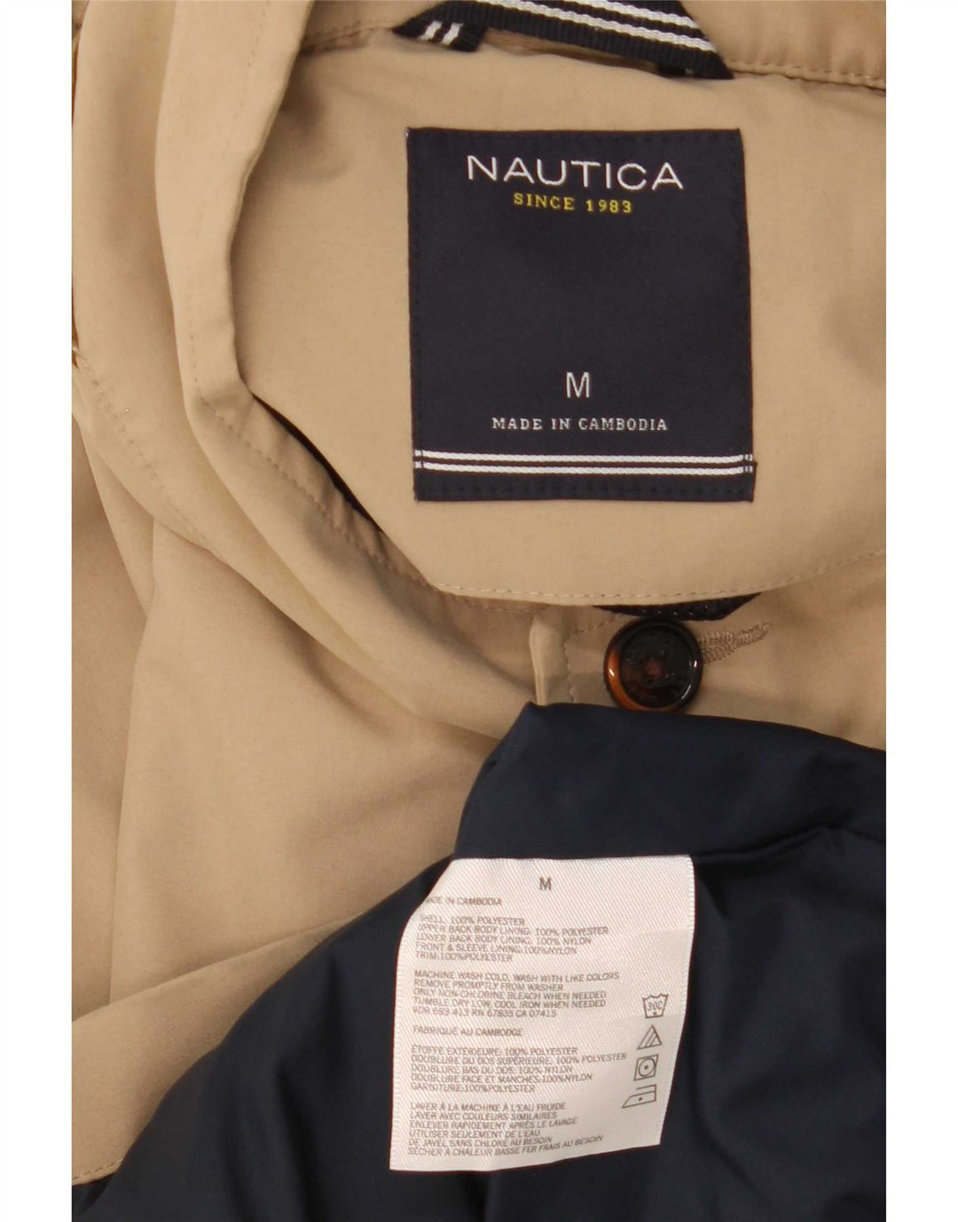 Nautica Herre Bomber Jacket UK 38 Medium Beige Polyester
