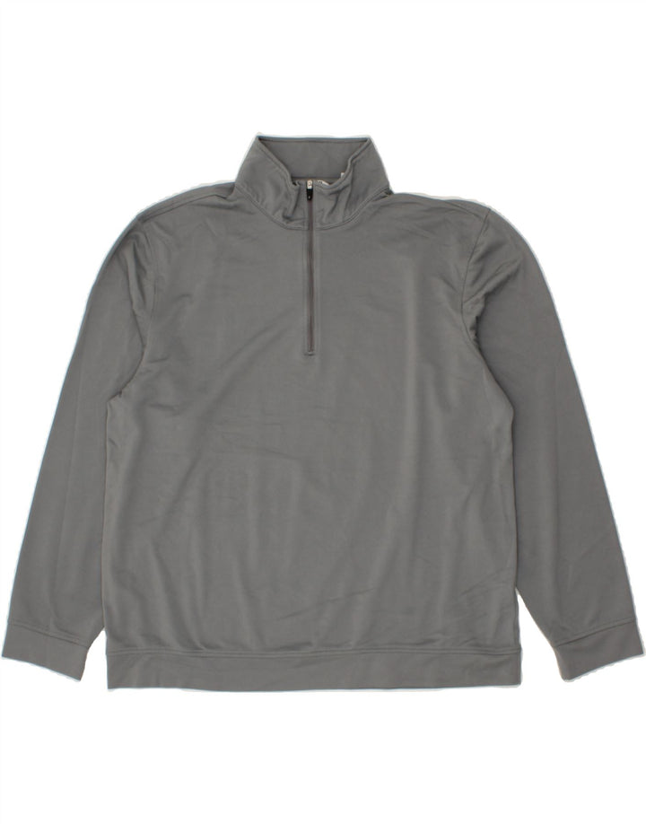 IZOD Mens Zip Neck Sweatshirt Jumper XL Grey Polyester Vintage Izod and Second-Hand Izod from Messina Hembry 