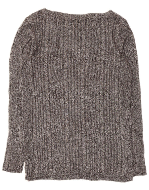 Marks & Spencer Dame Boat Neck Jumper Sweater UK 12 Medium Grey Flecked
