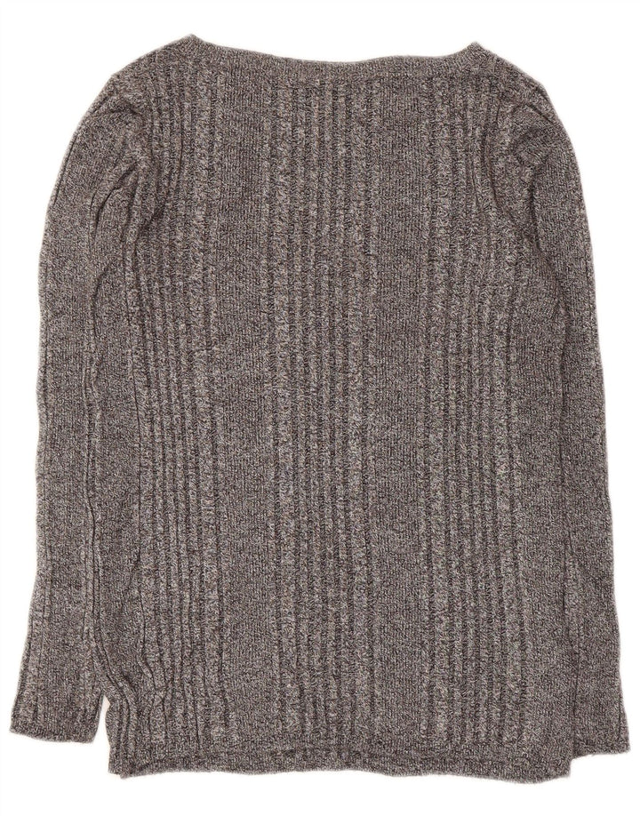 Marks & Spencer Dame Boat Neck Jumper Sweater UK 12 Medium Grey Flecked