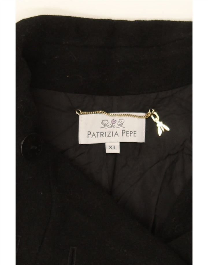 PATRIZIA PEPE Womens Overcoat UK 18 XL Black Wool Vintage Patrizia Pepe and Second-Hand Patrizia Pepe from Messina Hembry 