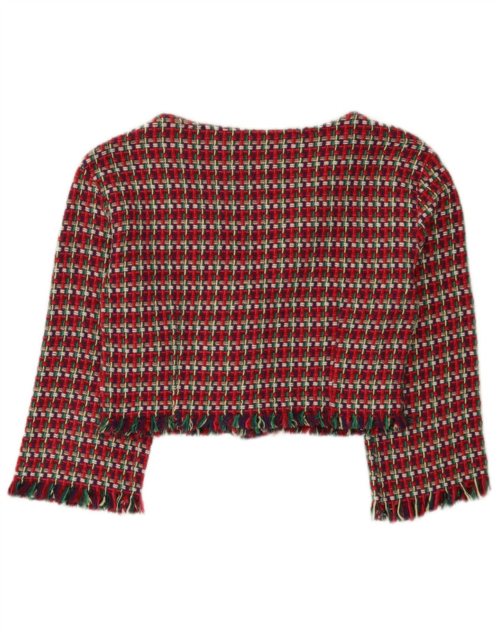 Zara Bolero-jakke til kvinder UK 12 Medium rød ternet bomuld