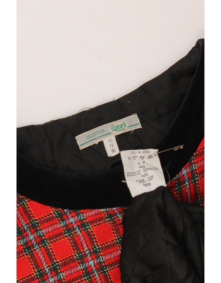 Vintage Dame Crop Bomber Jacket IT 40 Lille rød ternet uld