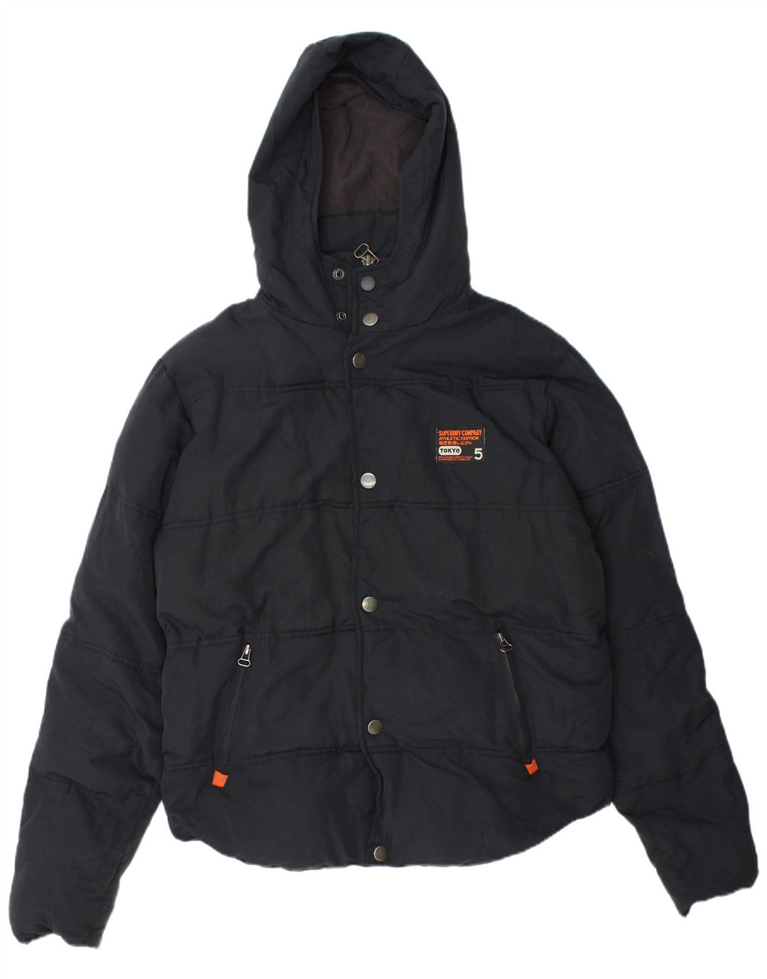 Superdry Herre hættepolstret jakke UK 40 Stor marineblå nylon