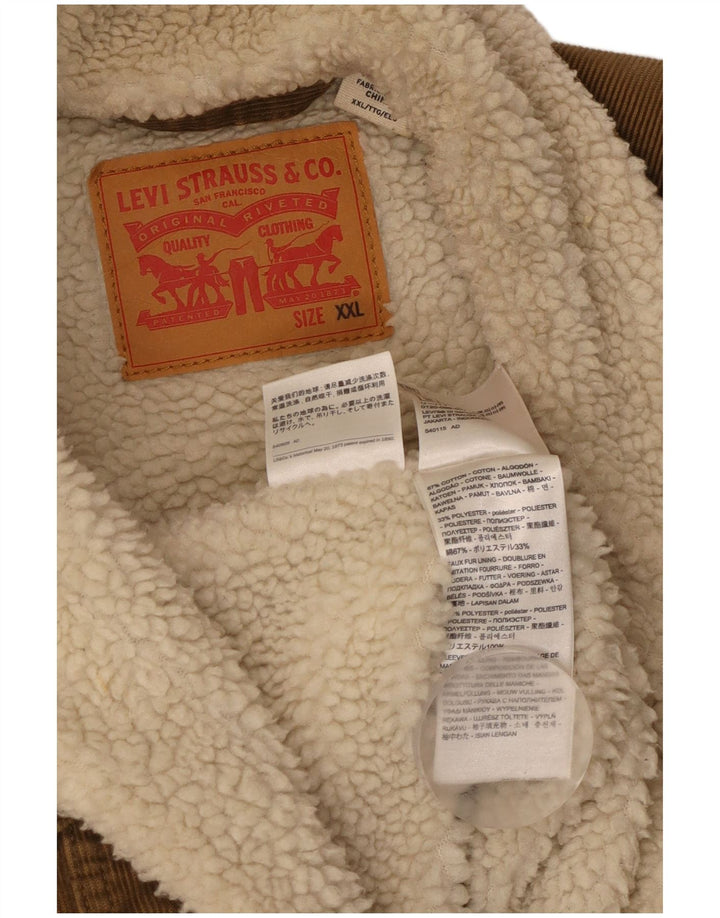 LEVI'S Herre Sherpa Corduroy-jakke UK 44 2XL Beige Bomuld