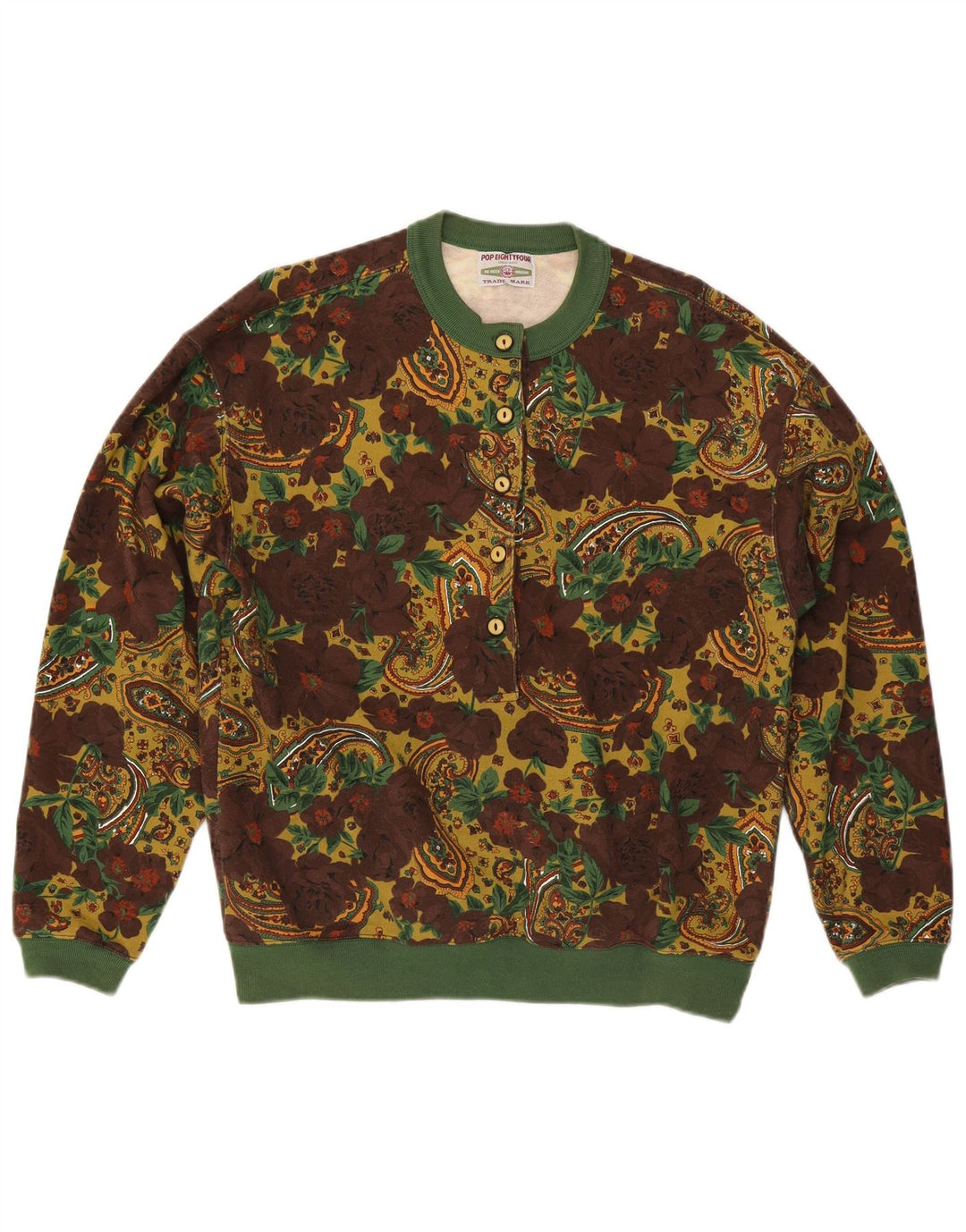 Vintage Dame Sweatshirt Jumper UK 16 Large Multicolored Floral