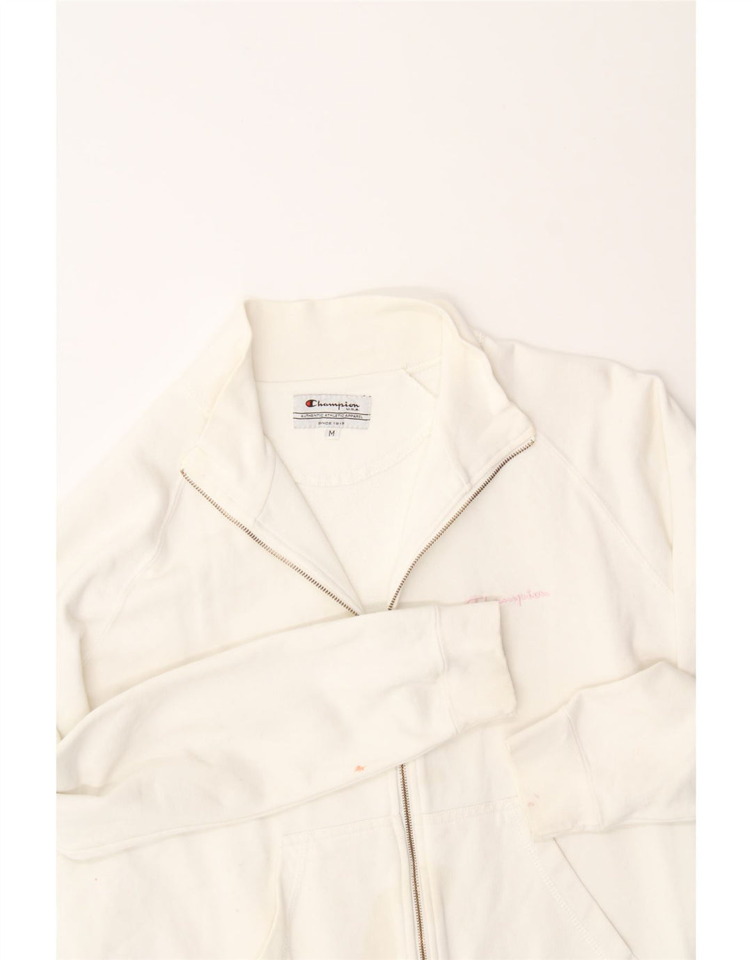 CHAMPION Womens Tracksuit Top Jacket UK 14 Medium White Cotton Vintage Champion and Second-Hand Champion from Messina Hembry 