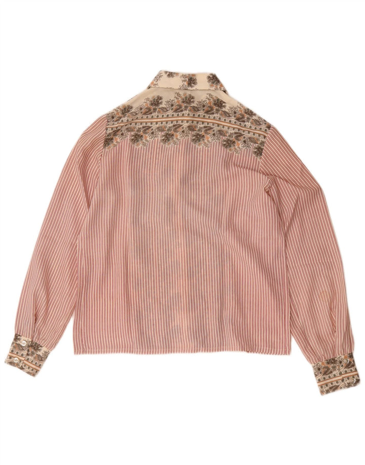 Vintage dameskjorte EU 38 mellemrød stribet polyester