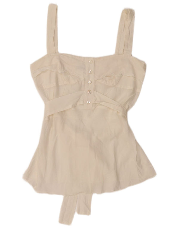 GUESS BY MARCIANO Dame Crop Ærmeløs bluse Top UK 8 Small White