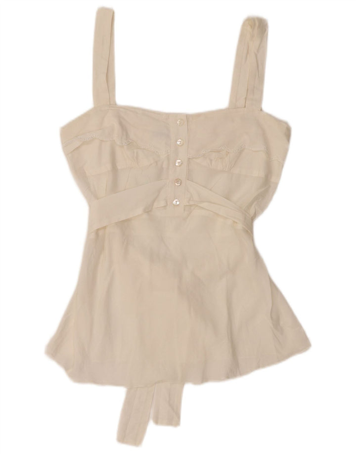 GUESS BY MARCIANO Dame Crop Ærmeløs bluse Top UK 8 Small White