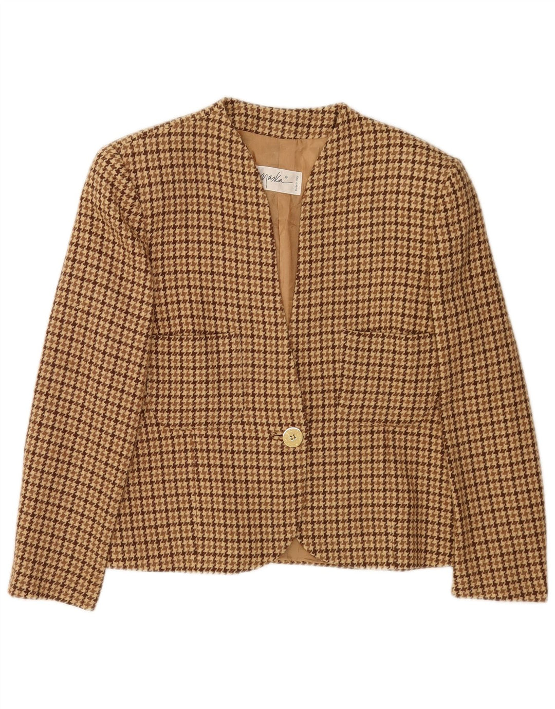 Maska Dame 3/4-ærmet blazerjakke IT 44 Medium Beige Houndstooth