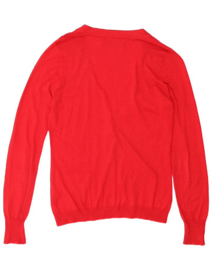 Zara Dame Cardigan Sweater UK 10 Lille Rød Silke