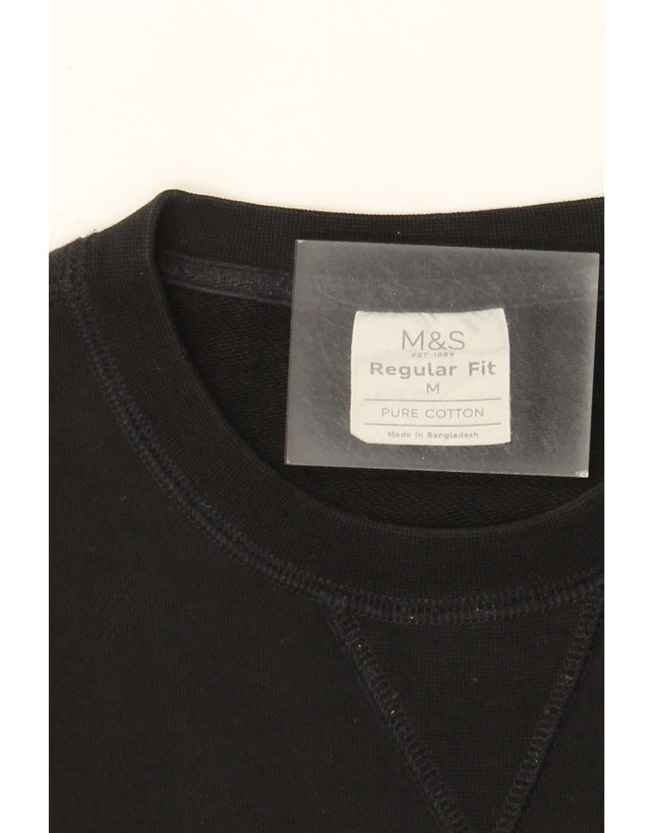 Marks & Spencer Herre Regular Fit Sweatshirt Jumper Medium Sort Bomuld