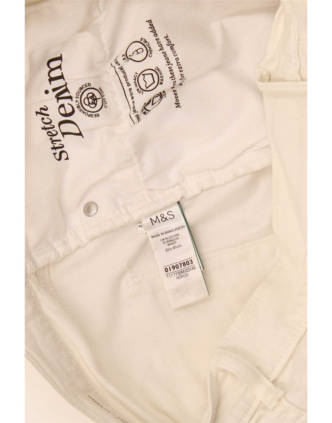 Marks & Spencer Herre denimshorts W32 Medium White Bomuld