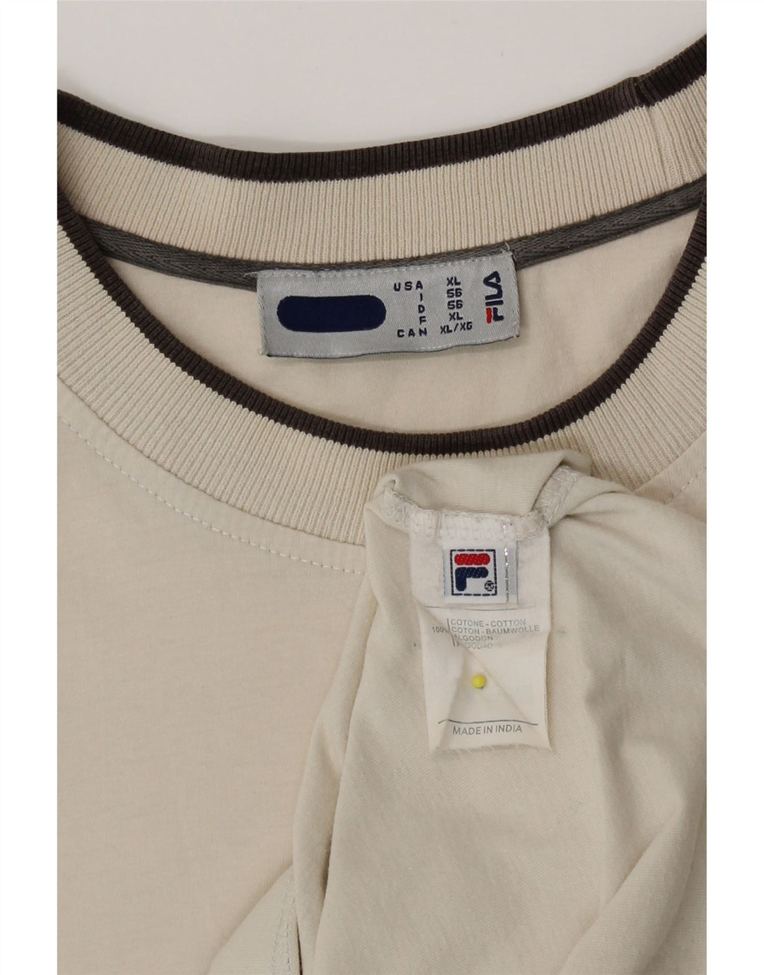 Fila Herre T-Shirt Top XL Beige Bomuld