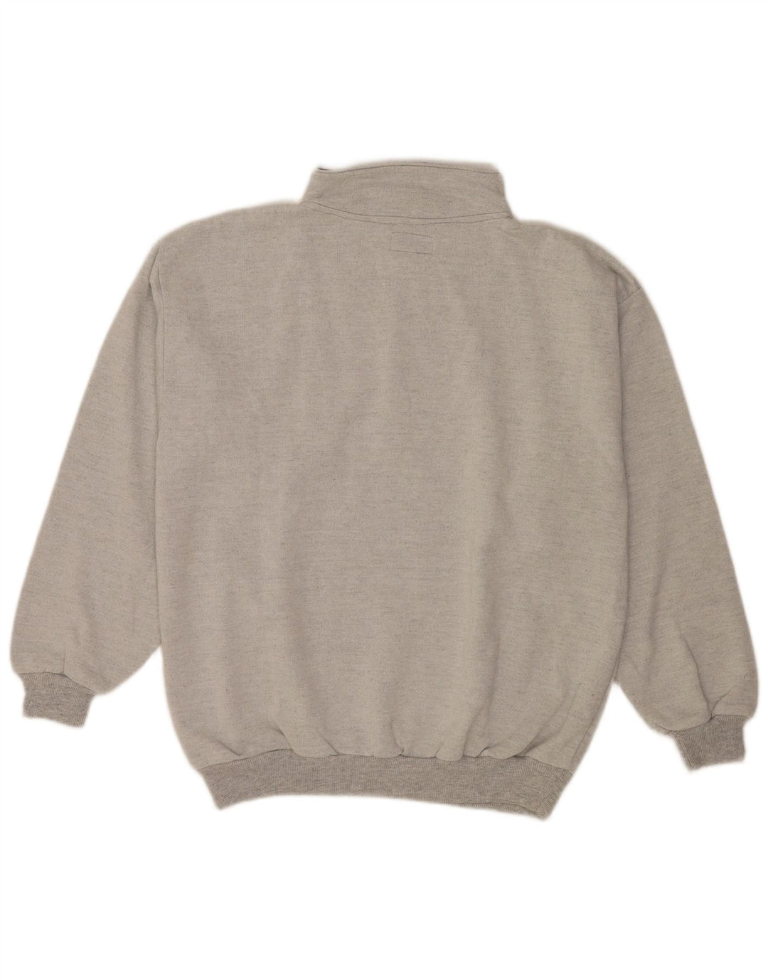 Vintage Herre Button Neck Sweatshirt Jumper XL Grå Bomuld Retro