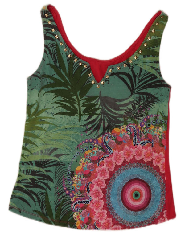 Desigual Damevest Top UK 14 Medium Multicolored Floral Bomuld Festival