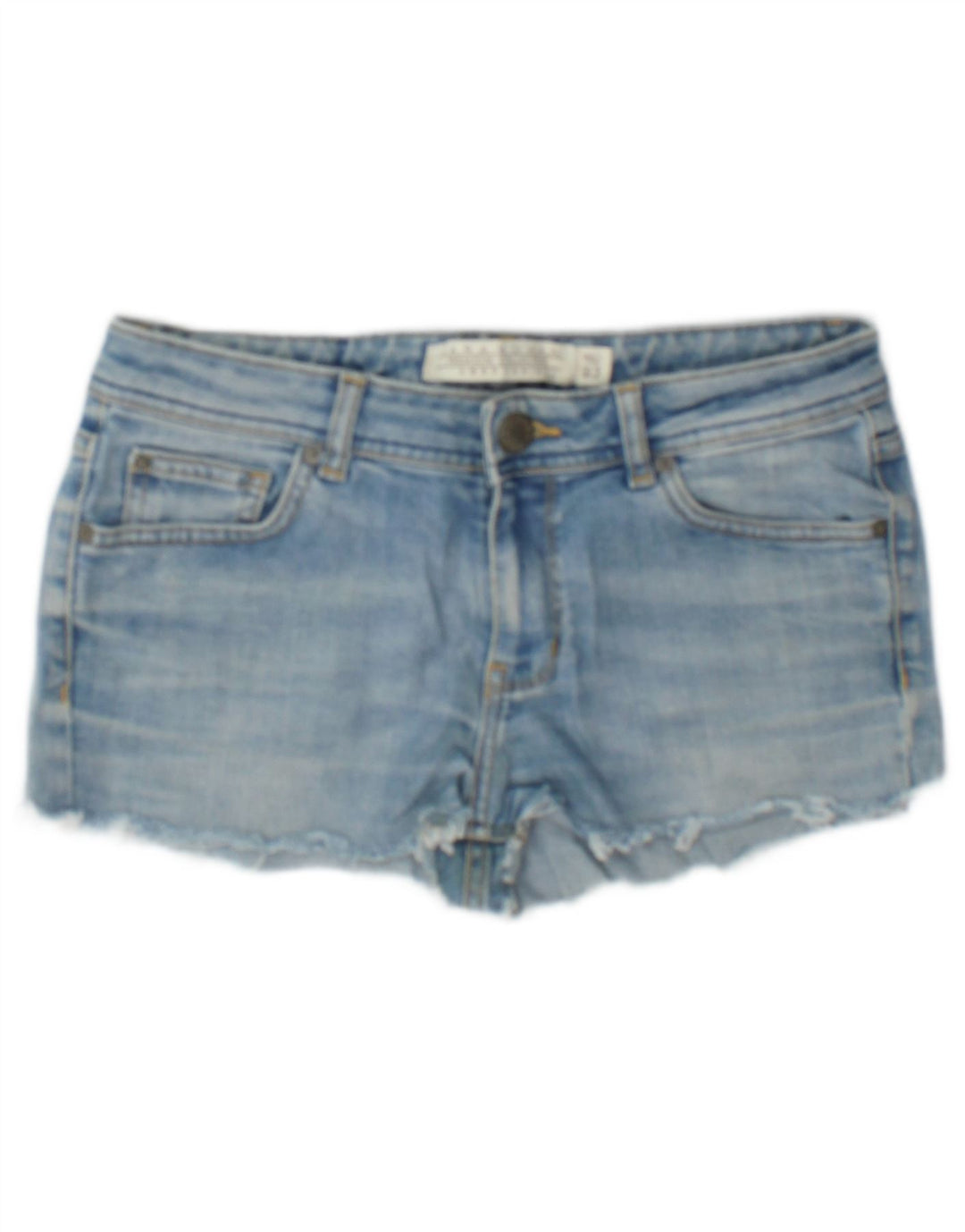 Zara Dame Denim Hot Pants EU 40 Medium W30 Blå Bomuld