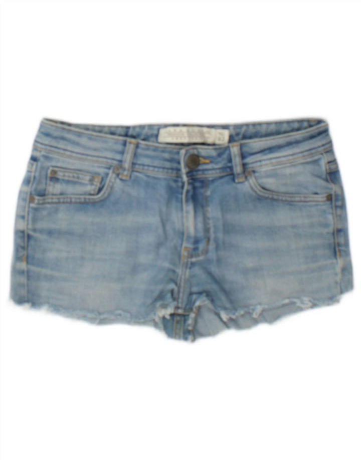 Zara Dame Denim Hot Pants EU 40 Medium W30 Blå Bomuld