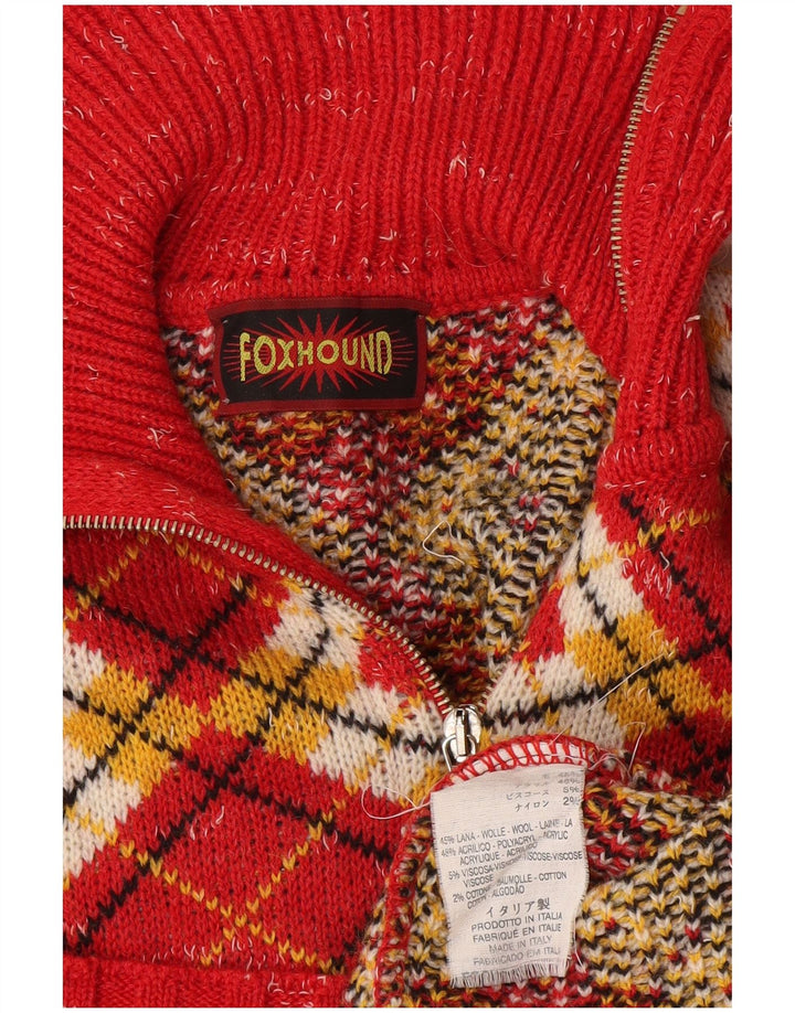 Foxhound Herre Zip Neck Jumper Sweater XL Rød Argyle/Diamond Wool