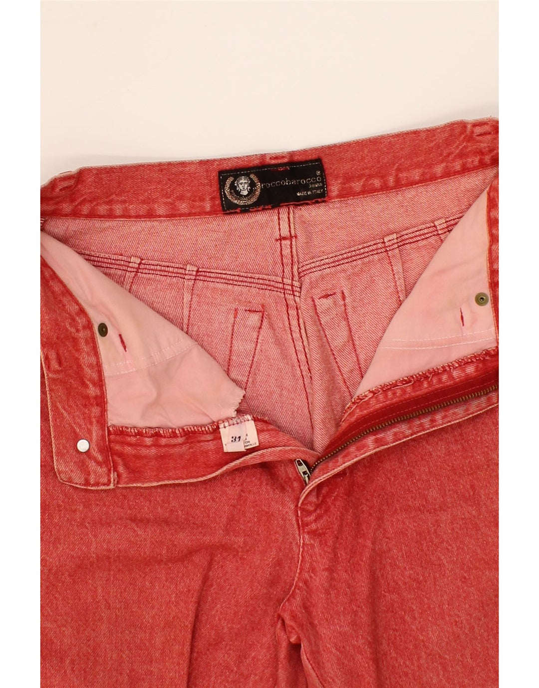 ROCCOBAROCCO Womens High Waist Jeans W31 L29  Red Cotton Vintage Roccobarocco and Second-Hand Roccobarocco from Messina Hembry 