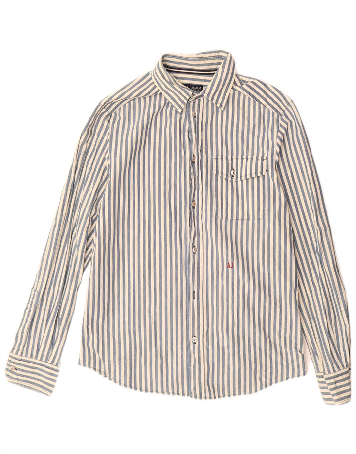 ARMANI JEANS Herreskjorte Medium Blue Pinstripe Bomuld