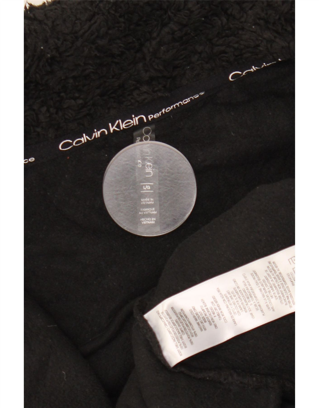 CALVIN KLEIN Fleecejakke til kvinder UK 16 Stor sort polyester