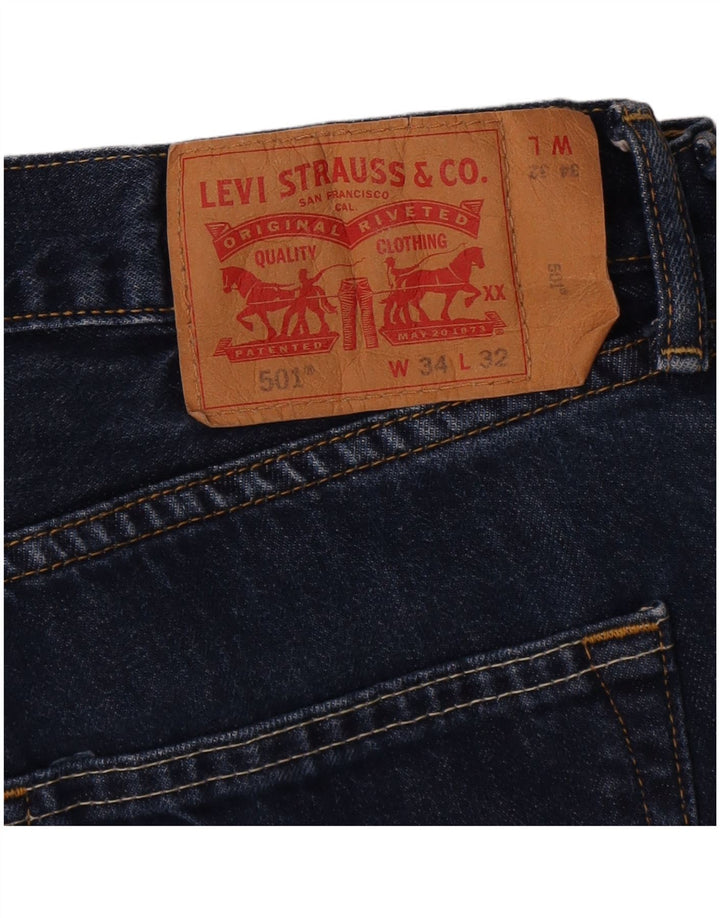 Levi's Herre 501 Straight Jeans W34 L32 Marineblå Bomuld