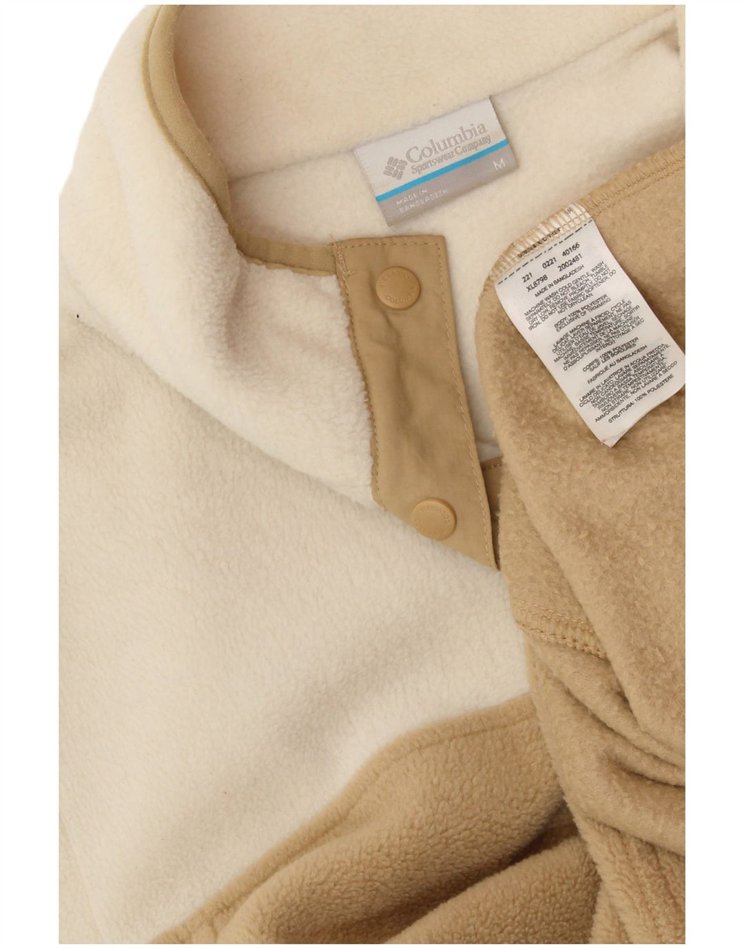 COLUMBIA Dame Crop Fleece Jumper UK 14 Medium White Colourblock