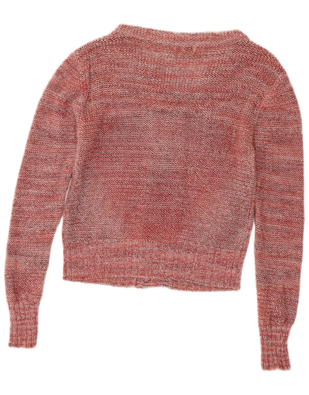 REISS Dame Crop Cardigan Sweater UK 10 Small Bourgogne Flecked Bomuld